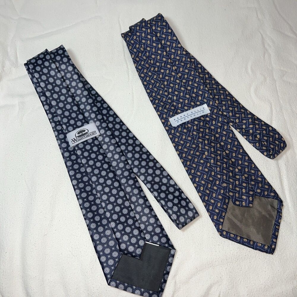 Two Navy Blue Ties - Walnut Ridge & Perry Ellis Portfolio‎